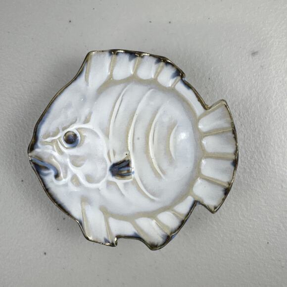 Vintage Grumpy Face Fish 4" Trinket Dish Hand Crafted Stoneware Made In Japan - Picture 1 of 4